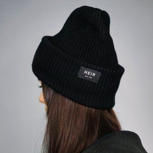 NWT Black Merino Wool Beanie Hat